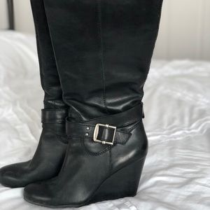 Sole Society Black Vegan Leather Wedge Boots